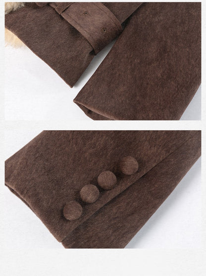 Dorydory Commuter Shearling Patchwork Lapel Slim Fit Women&