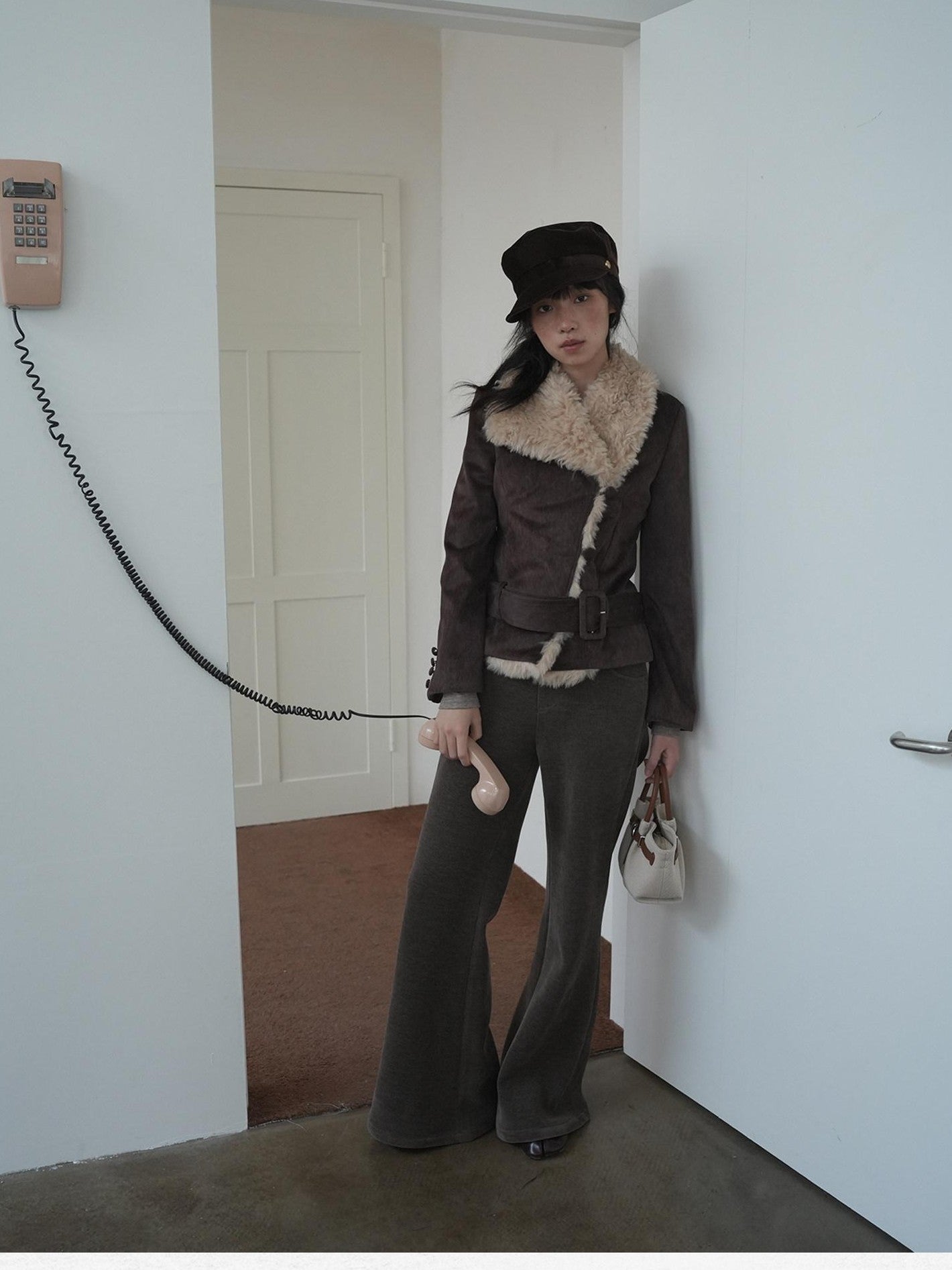 Dorydory Commuter Shearling Patchwork Lapel Slim Fit Women&