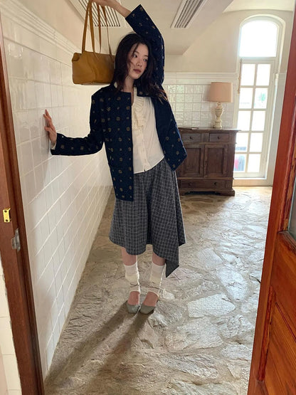 Cotton Embroidered Beaded Jacket With Color Block Design