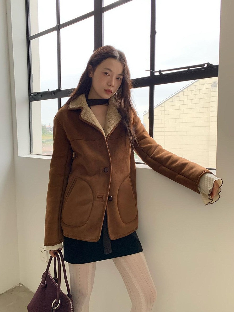 Dorydory Cropped Plush Shearling Lined Women&