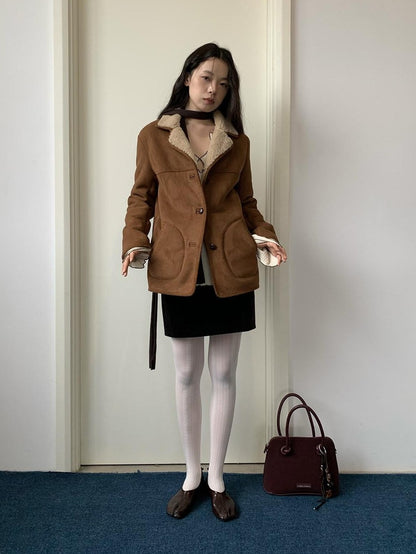 Dorydory Cropped Plush Shearling Lined Women&