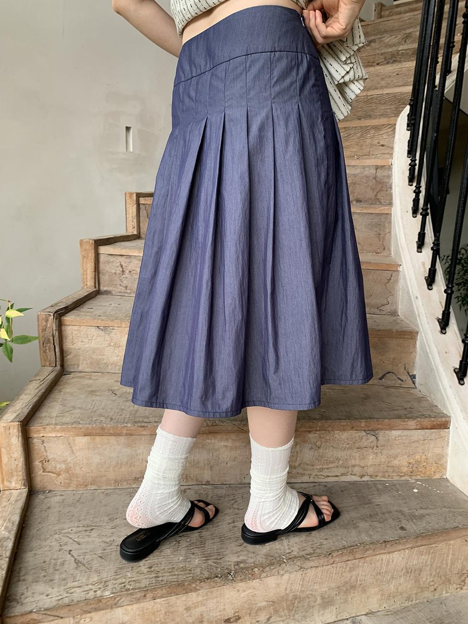 Dorydory Cross Tie A Line Denim Wrap Mini Skirt