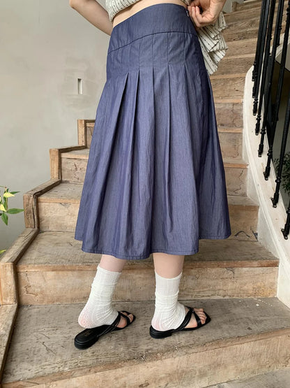 Cross Tie A Line Denim Wrap Mini Skirt