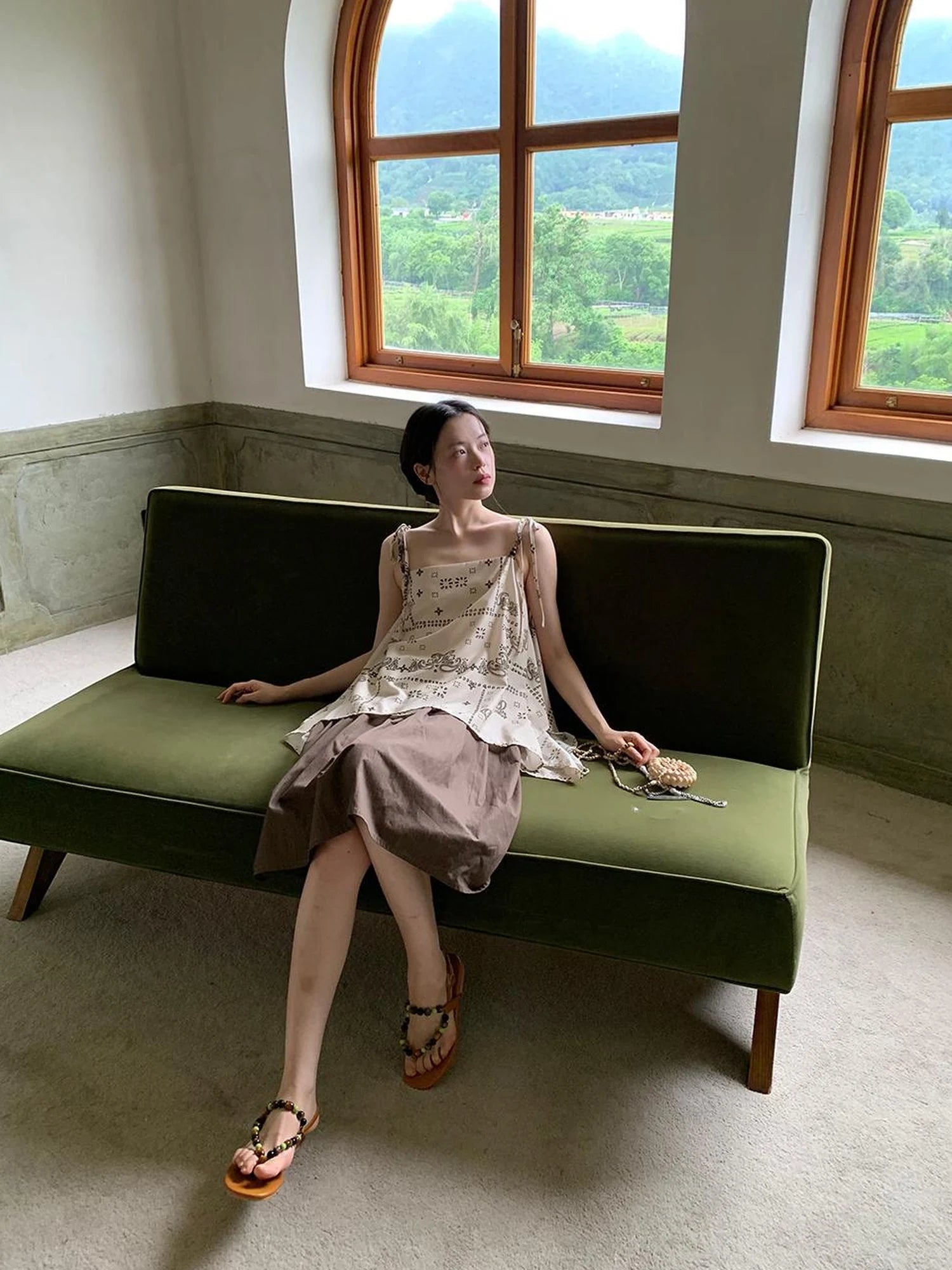 Cross Tie A Line Denim Wrap Mini Skirt