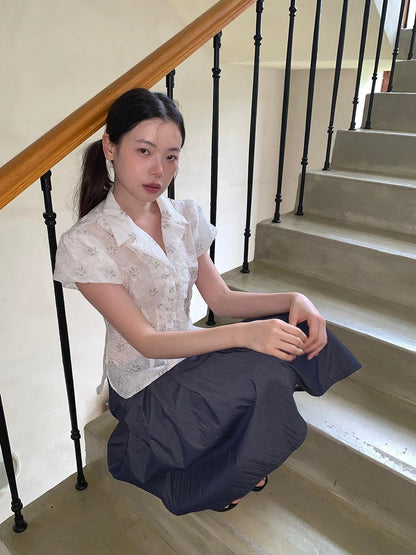 Cross Tie A Line Denim Wrap Mini Skirt