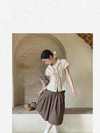 Cross Tie A Line Denim Wrap Mini Skirt