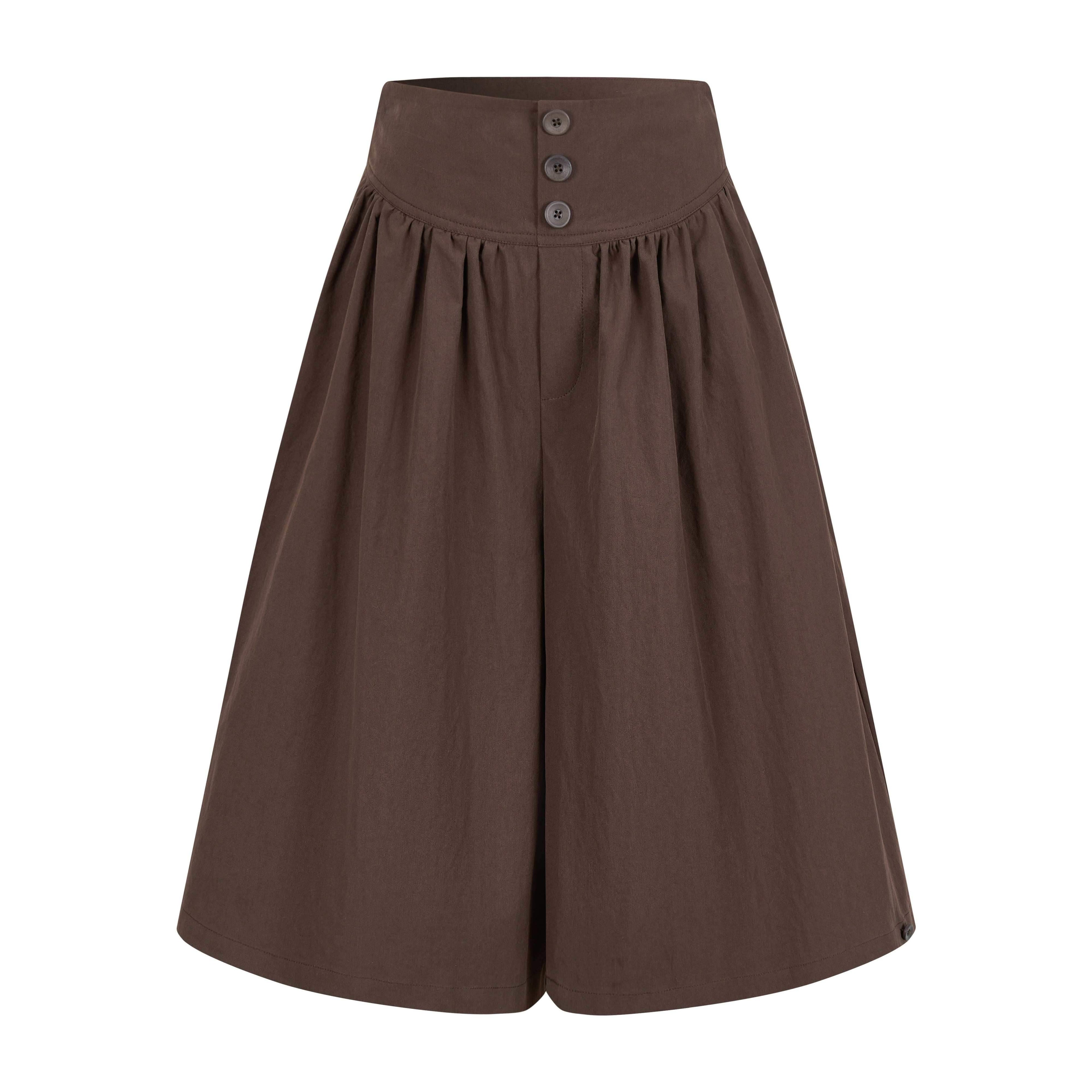 Dorydory_Dark_Brown_Button_Front_Wide_Leg_Light_Cinch_Waist_Women&