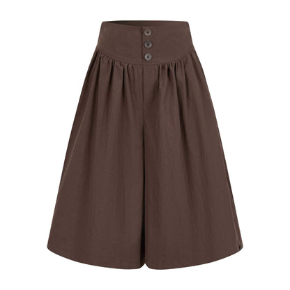 Dorydory_Dark_Brown_Button_Front_Wide_Leg_Light_Cinch_Waist_Women&