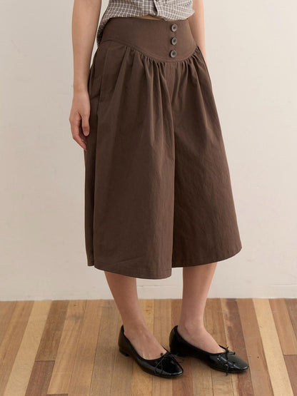Dorydory Dark Brown Button Front Wide Leg Light Cinch Waist Women&
