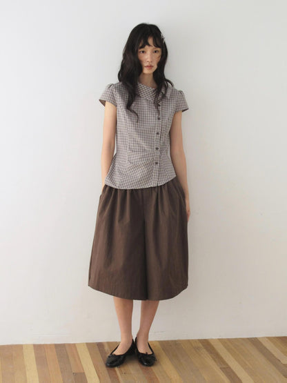 Dorydory Dark Brown Button Front Wide Leg Light Cinch Waist Women&