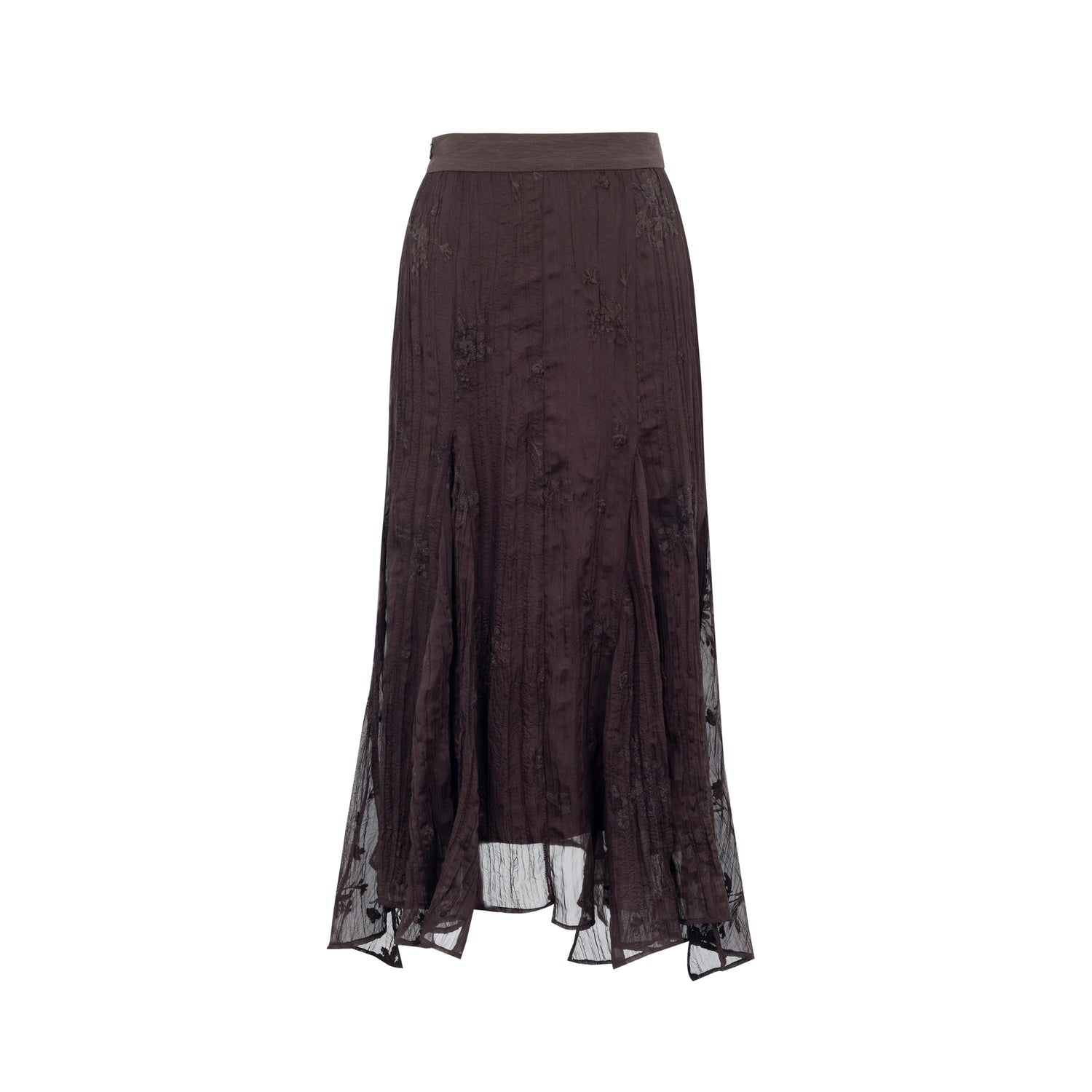 Dorydory_Deep_Brown_Jacquard_Pleated_Irregular_A_Line_Women&