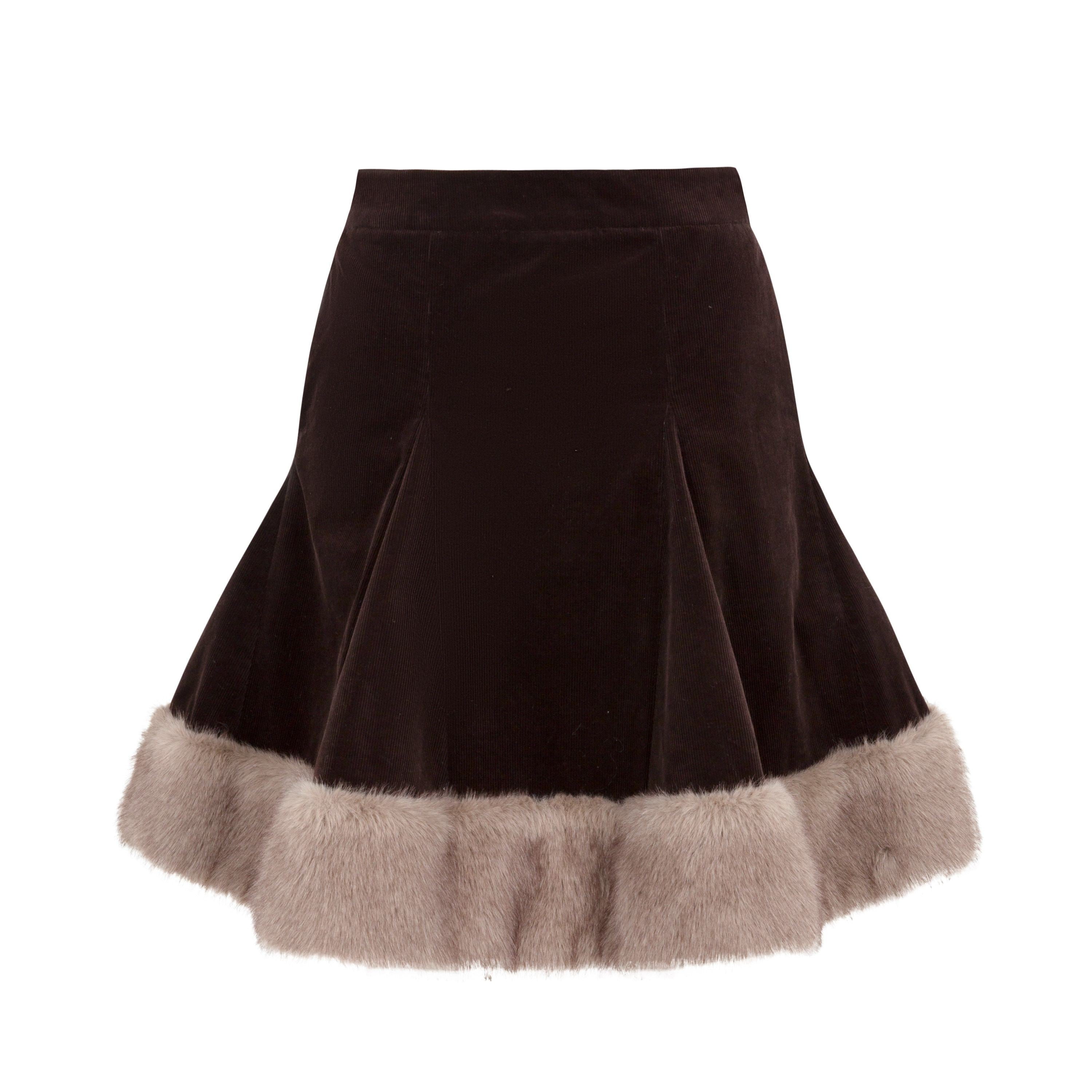 Dorydory_Deep_Brown_Patchwork_Corduroy_Faux_Fur_Trim_Women&