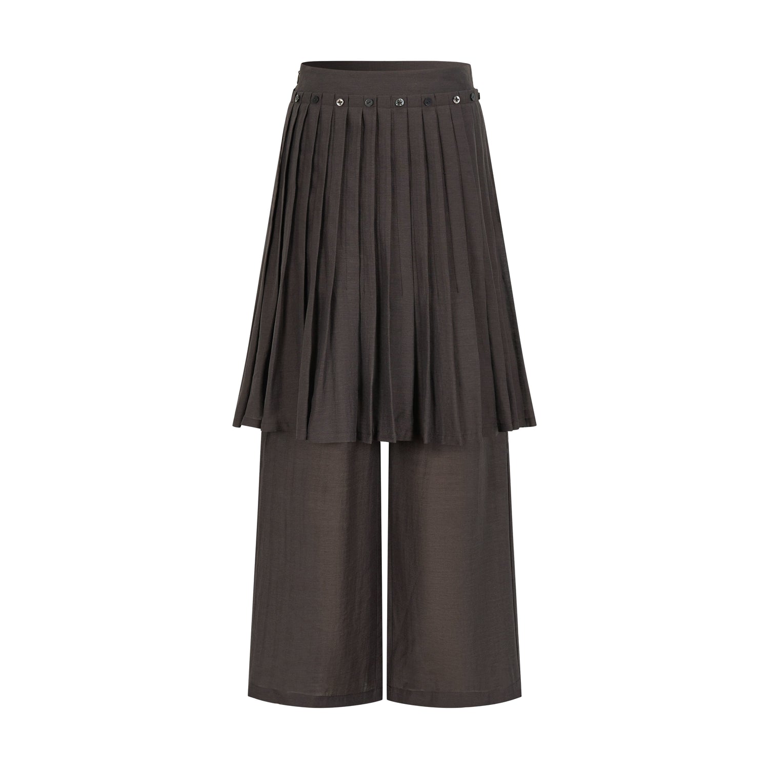 Dorydory_Deep_Brown_Shell_Button_Long_Skort_Women&