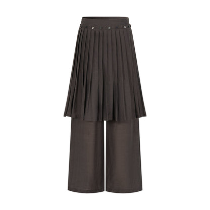 Dorydory_Deep_Brown_Shell_Button_Long_Skort_Women&