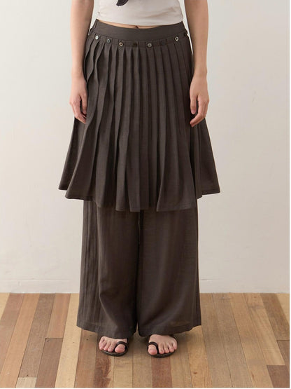 Dorydory Deep Brown Shell Button Long Skort Women&
