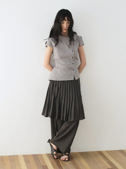 Dorydory Deep Brown Shell Button Long Skort Women&