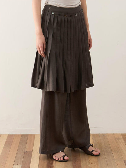 Dorydory Deep Brown Shell Button Long Skort Women&