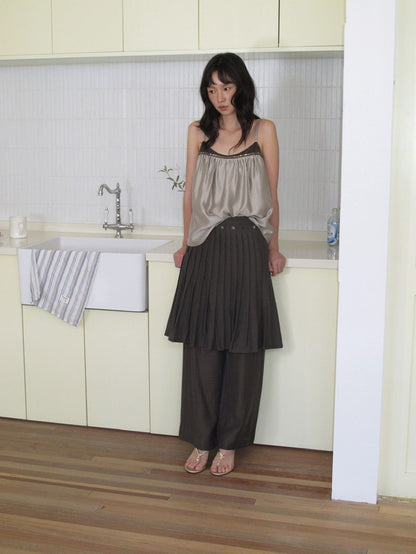 Dorydory Deep Brown Shell Button Long Skort Women&