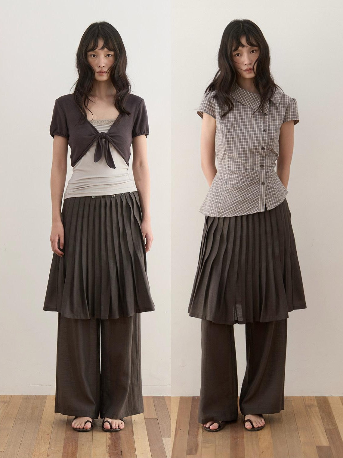 Dorydory Deep Brown Shell Button Long Skort Women&