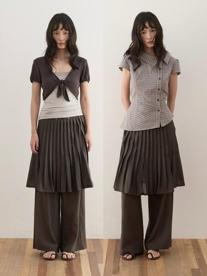 Dorydory Deep Brown Shell Button Long Skort Women&