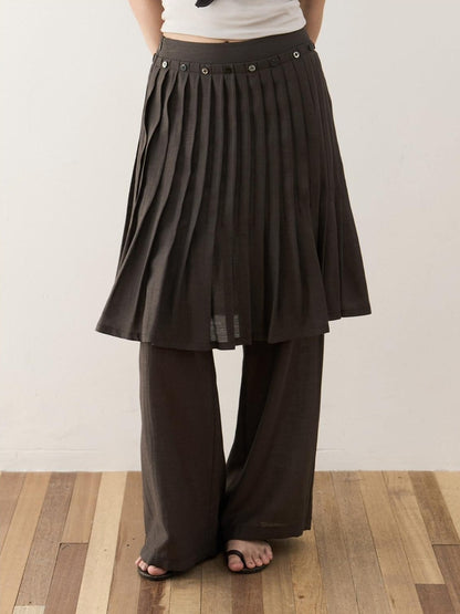 Dorydory Deep Brown Shell Button Long Skort Women&