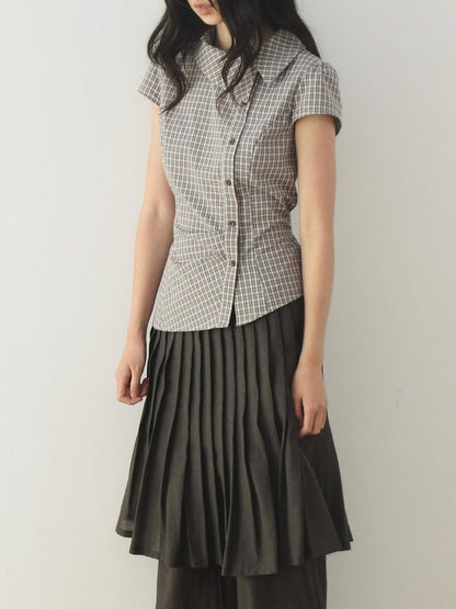 Dorydory Deep Brown Shell Button Long Skort Women&