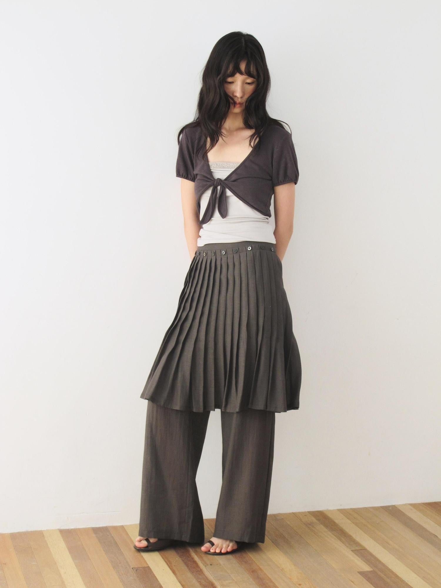 Dorydory Deep Brown Shell Button Long Skort Women&