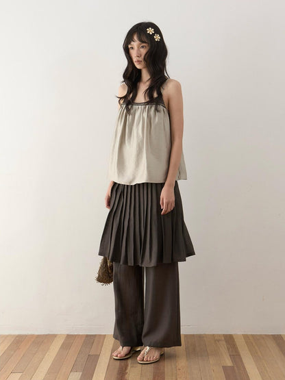 Dorydory Deep Brown Shell Button Long Skort Women&