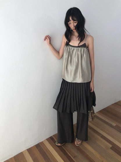 Dorydory Deep Brown Shell Button Long Skort Women&
