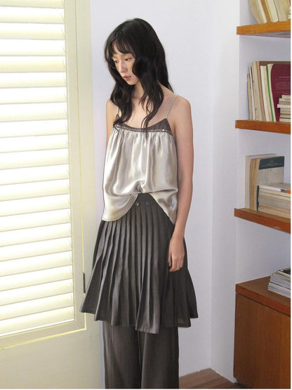 Dorydory Deep Brown Shell Button Long Skort Women&