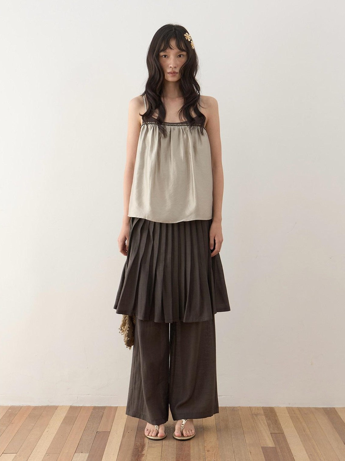 Dorydory Deep Brown Shell Button Long Skort Women&
