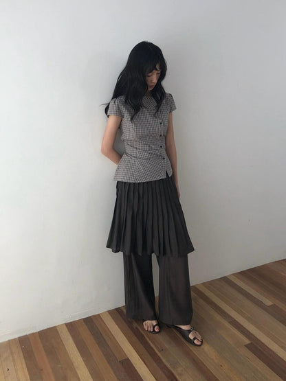 Dorydory Deep Brown Shell Button Long Skort Women&