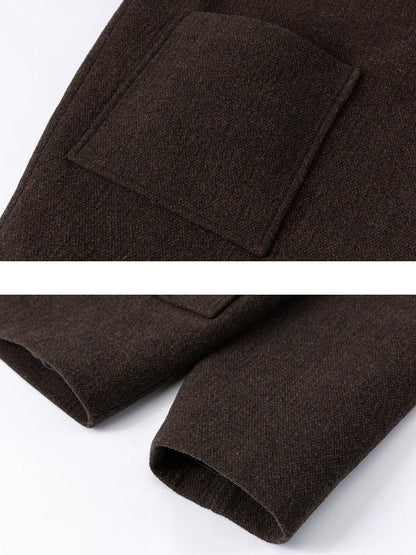 Dorydory Deep Brown Stand Collar Bow Tie Retro Loose Women&