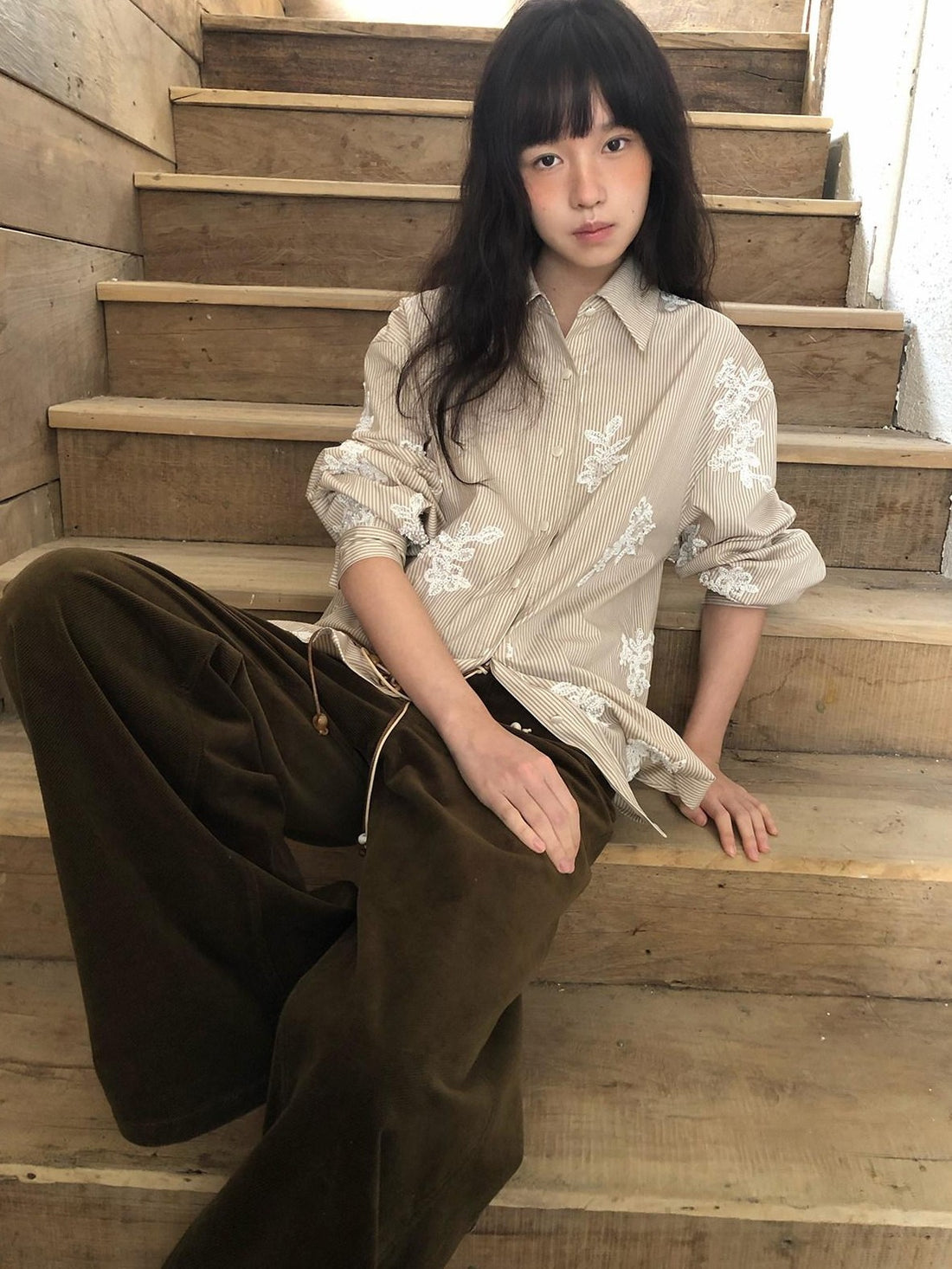 Dorydory Deep Brown Vintage Corduroy Natural Waist Women&