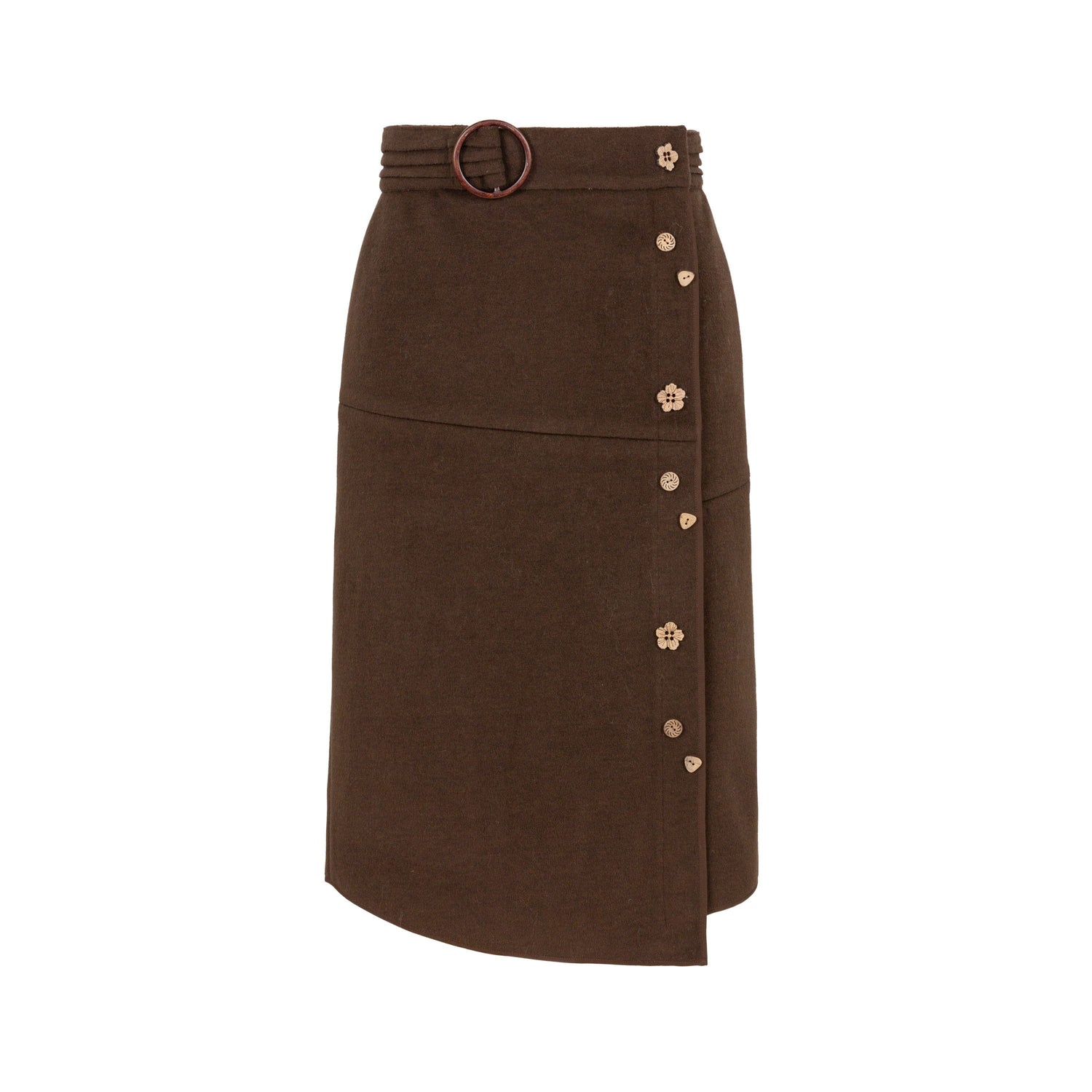 Dorydory_Deep_Brown_Vintage_Floral_Button_Fishtail_Pleated_Women&