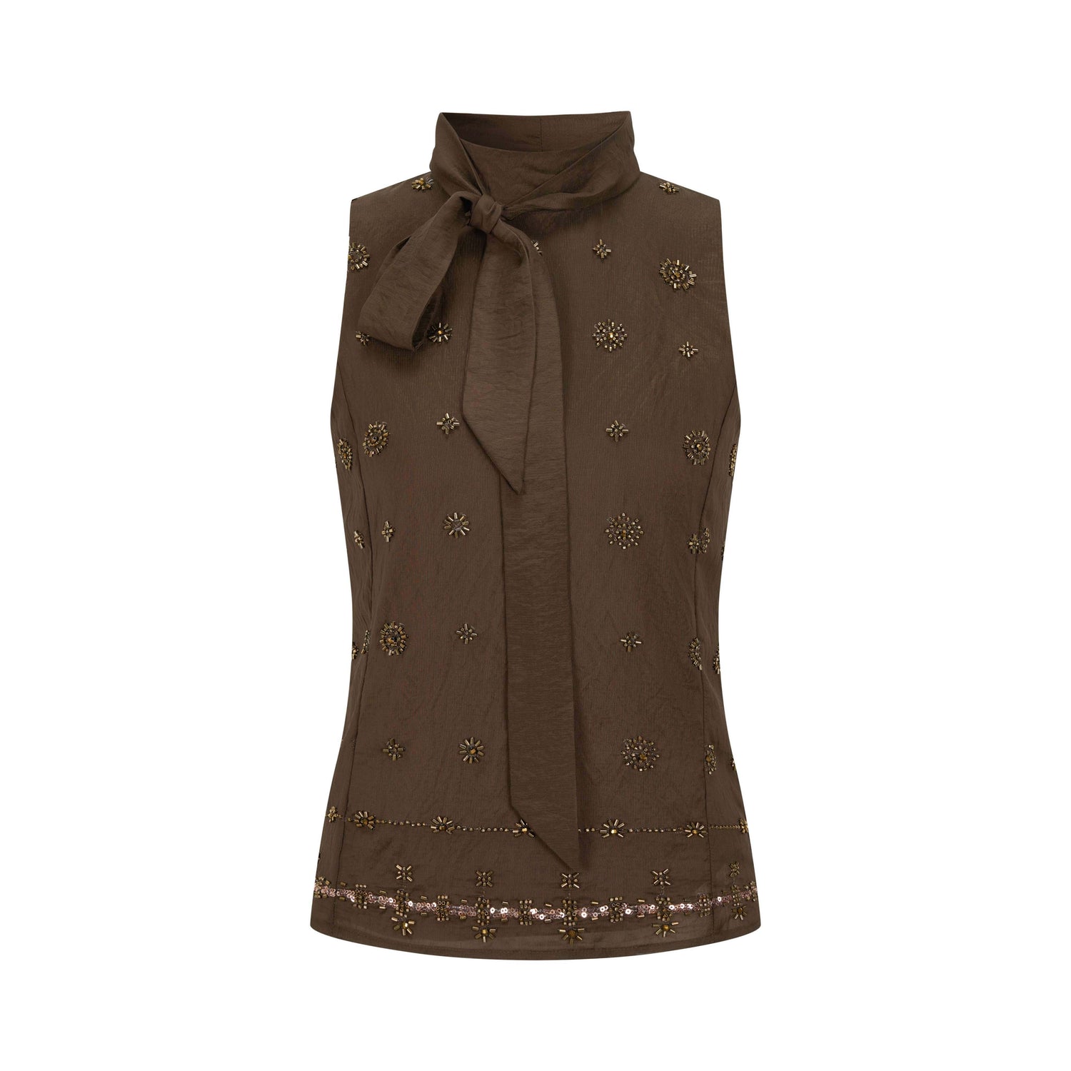 Dorydory_Deep_Brown_Vintage_Ribbon_Beaded_Stand_Collar_Women&