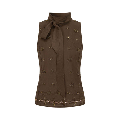 Dorydory_Deep_Brown_Vintage_Ribbon_Beaded_Stand_Collar_Women&