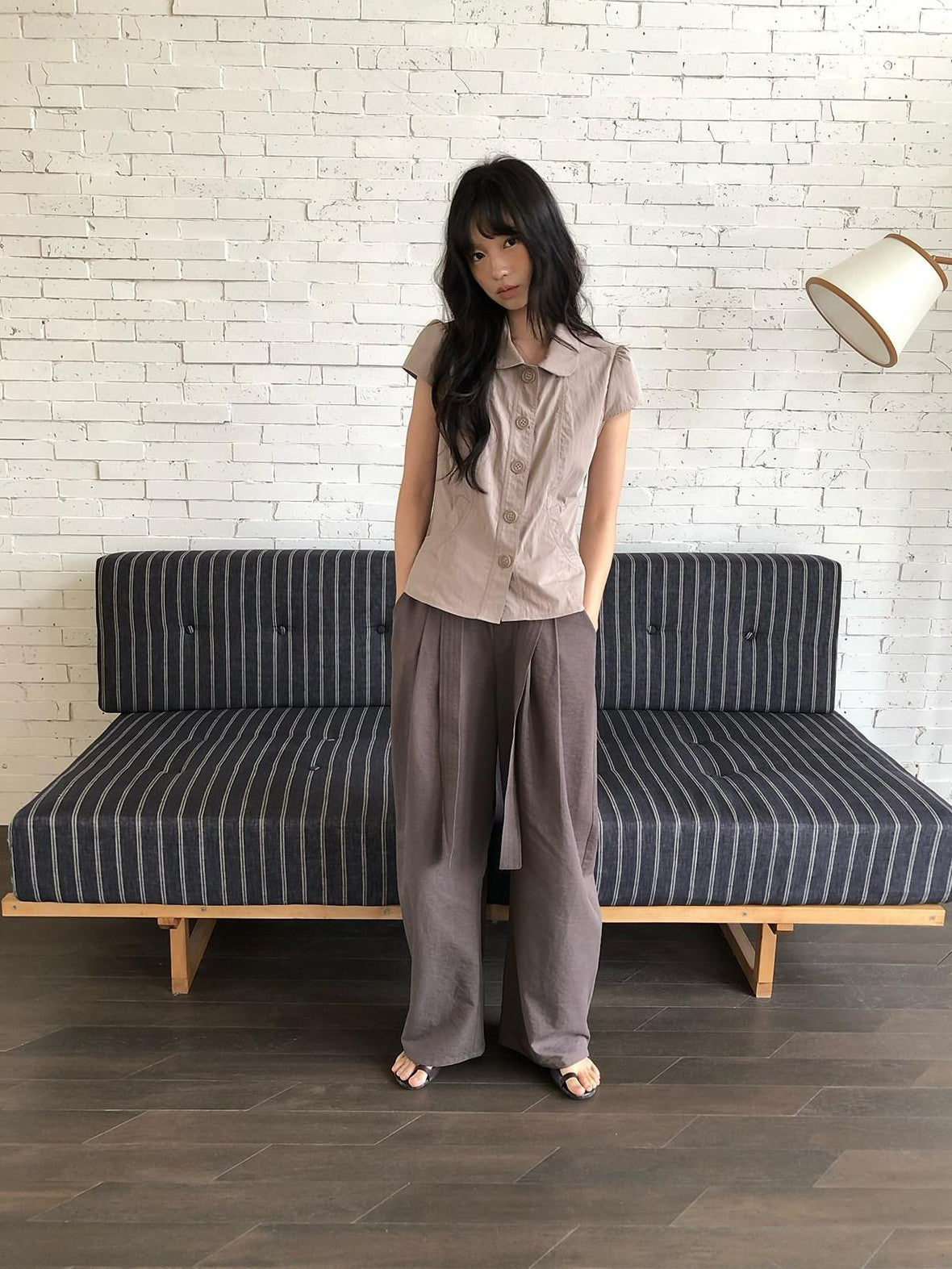 Dorydory Doll Collar Button Front Slim Fit Women&