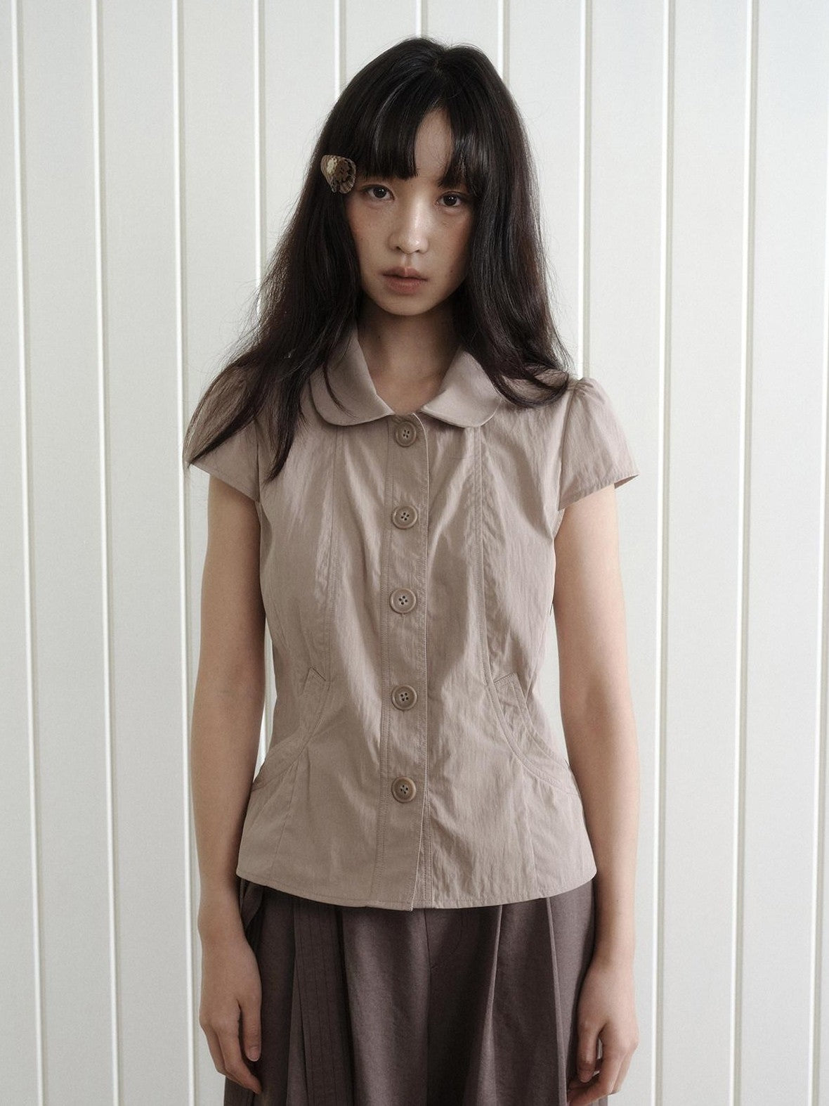 Dorydory Doll Collar Button Front Slim Fit Women&