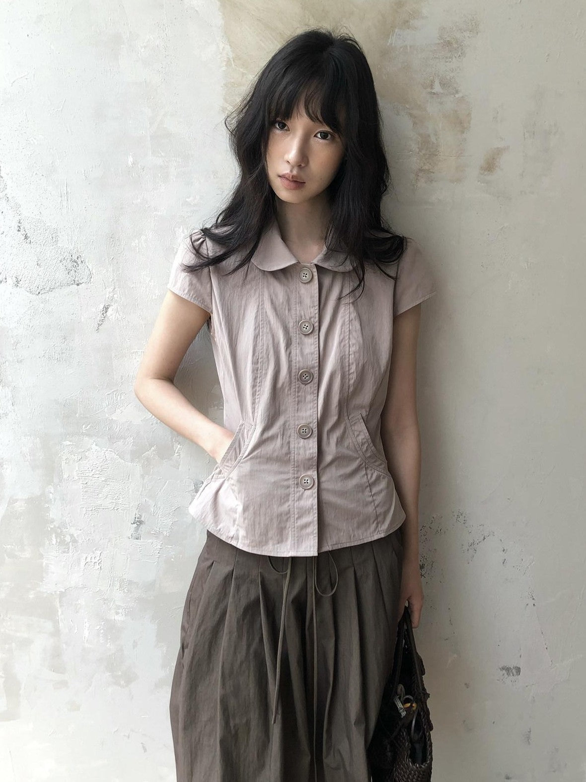 Dorydory Doll Collar Button Front Slim Fit Women&
