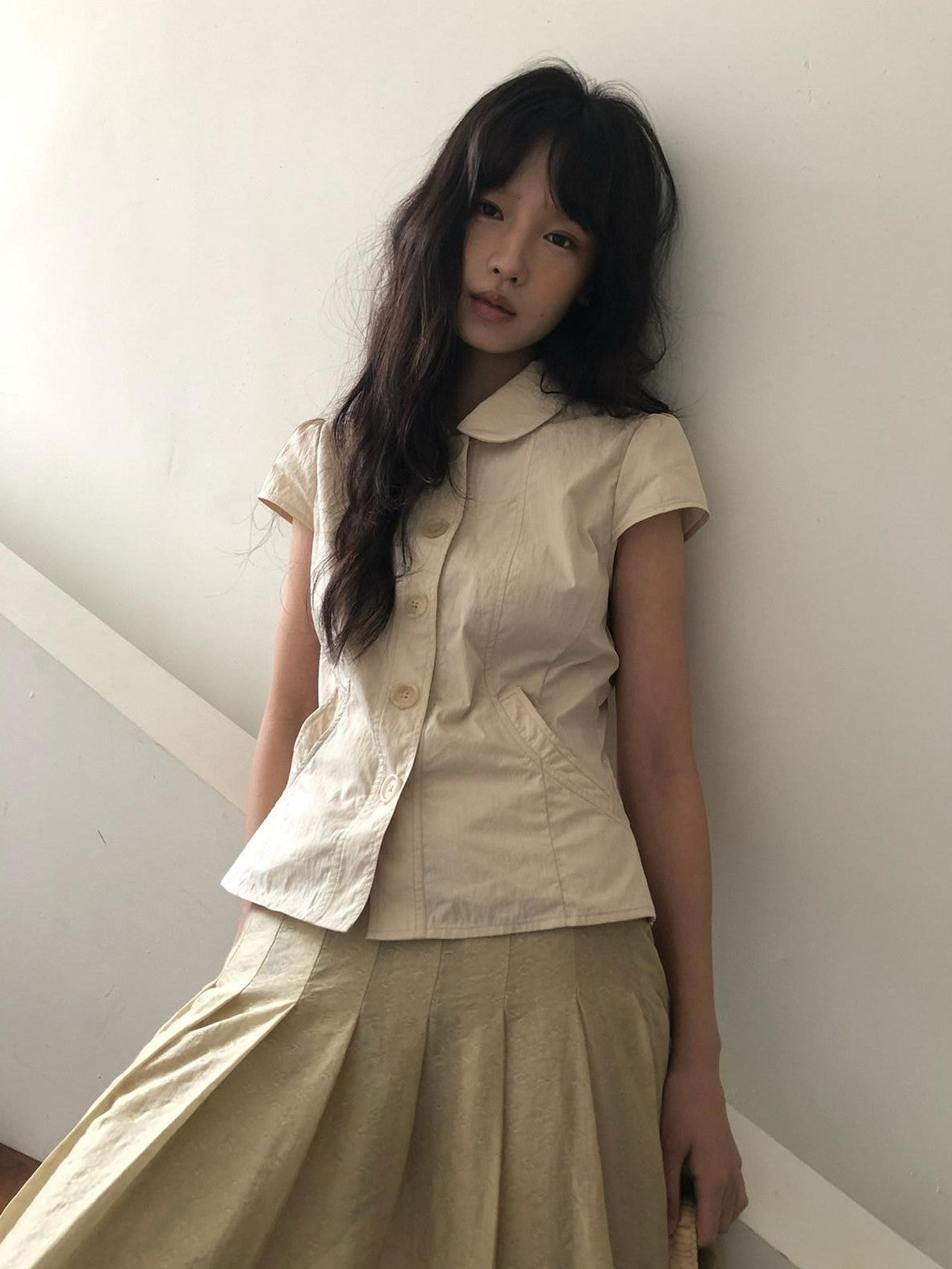 Dorydory Doll Collar Button Front Slim Fit Women&