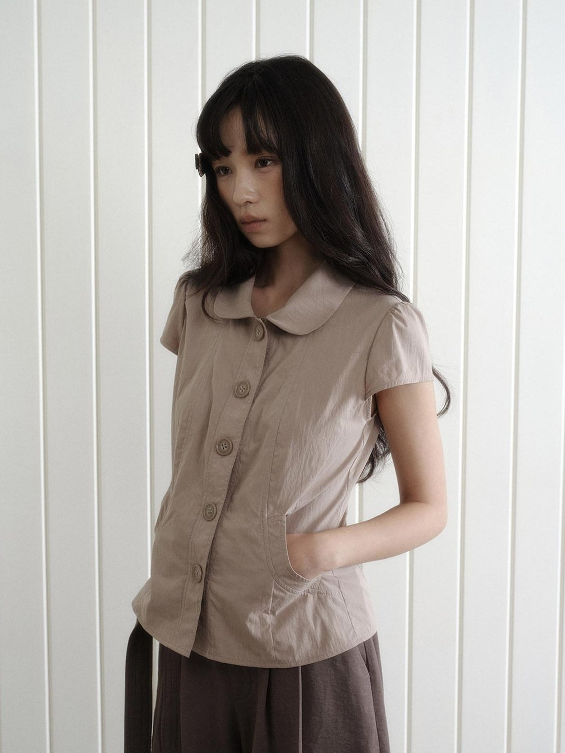 Dorydory Doll Collar Button Front Slim Fit Women&