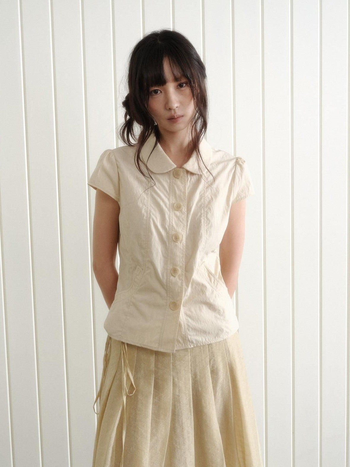 Dorydory Doll Collar Button Front Slim Fit Women&