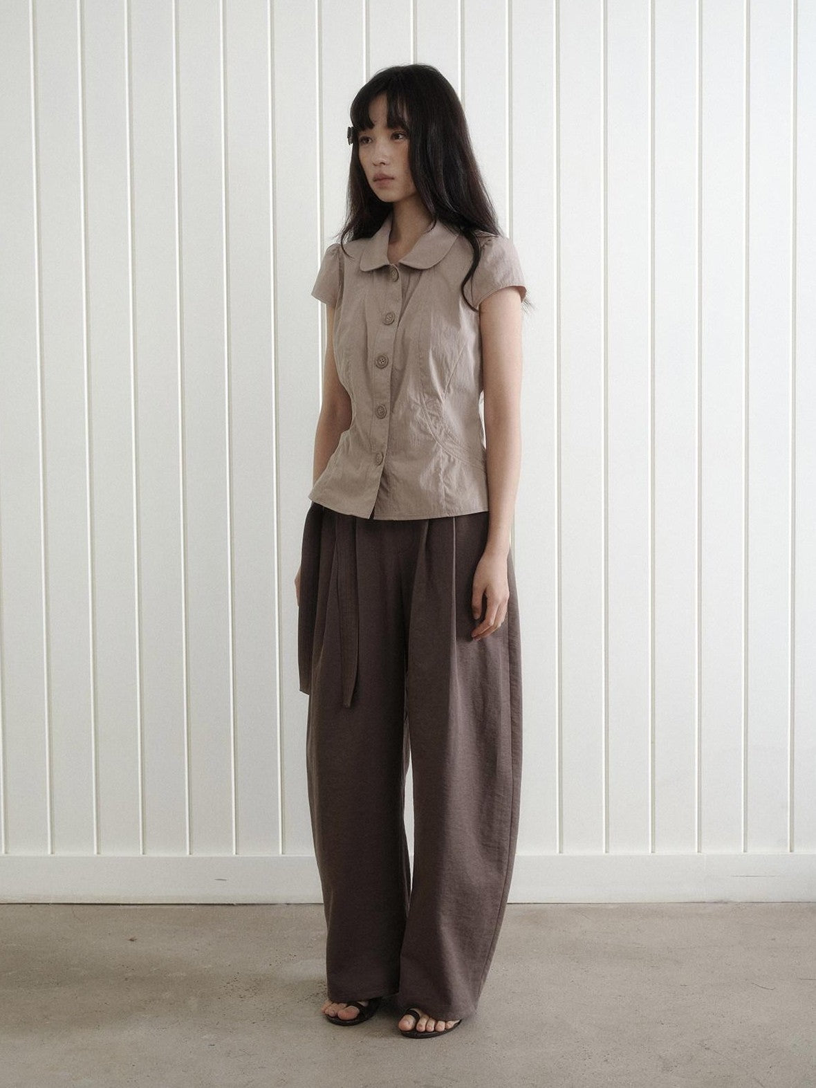 Dorydory Doll Collar Button Front Slim Fit Women&
