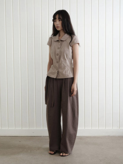 Dorydory Doll Collar Button Front Slim Fit Women&