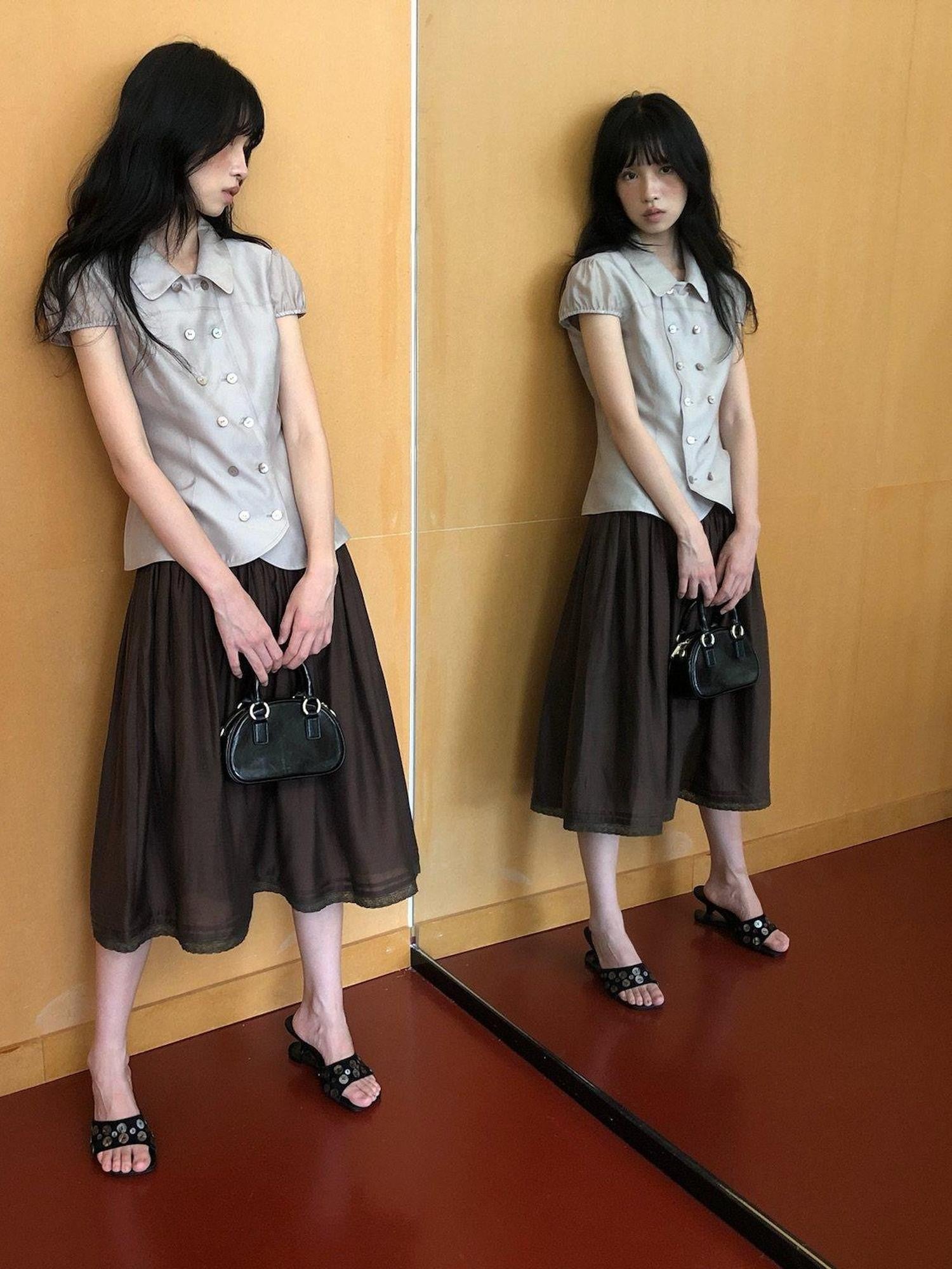Dorydory Doll Collar Single Row Buttons Women&