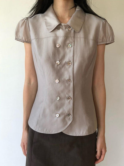 Dorydory Doll Collar Single Row Buttons Women&