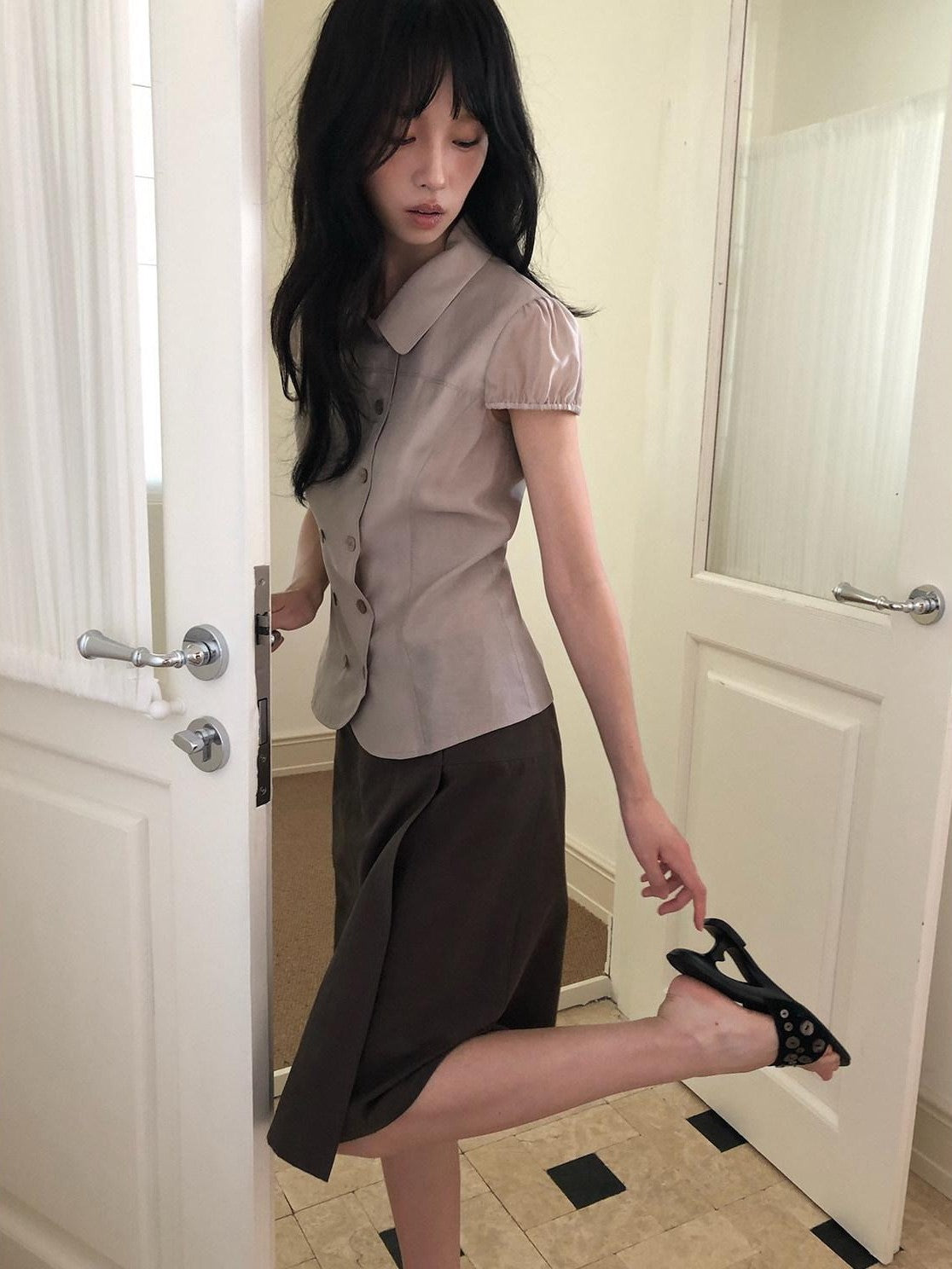 Dorydory Doll Collar Single Row Buttons Women&