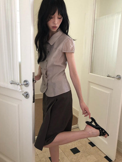 Dorydory Doll Collar Single Row Buttons Women&