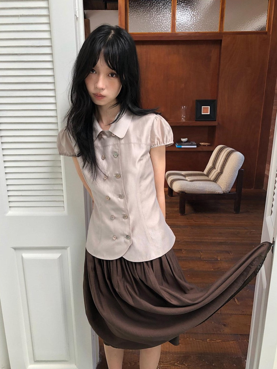 Dorydory Doll Collar Single Row Buttons Women&